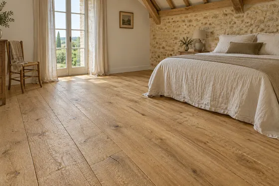 Plancher d’autrefois — chaume antique posé — mise en situation